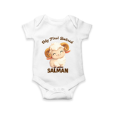 My First Bakrid Cute Lamb Personalized Baby Romper - WHITE - New Born (Chest 14")
