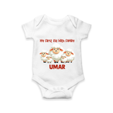 My First Eid with Family Sheep Theme Personalized Baby Romper - WHITE - New Born (Chest 14")