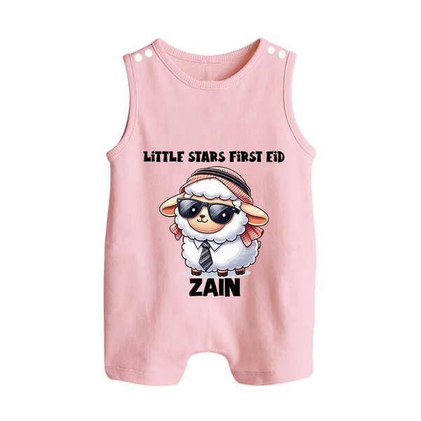 Little Star’s First Eid Stylish Lamb Personalized Baby Button Romper - BABY PINK - New Born (Chest 18")