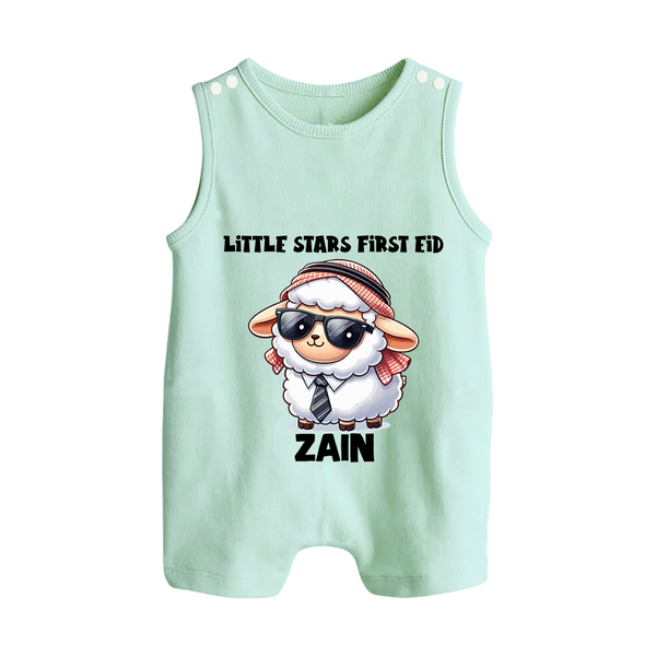Little Star’s First Eid Stylish Lamb Personalized Baby Button Romper - MINT GREEN - New Born (Chest 18")