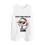 Little Star’s First Eid Stylish Lamb Personalized Baby Button Romper - WHITE - New Born (Chest 18")