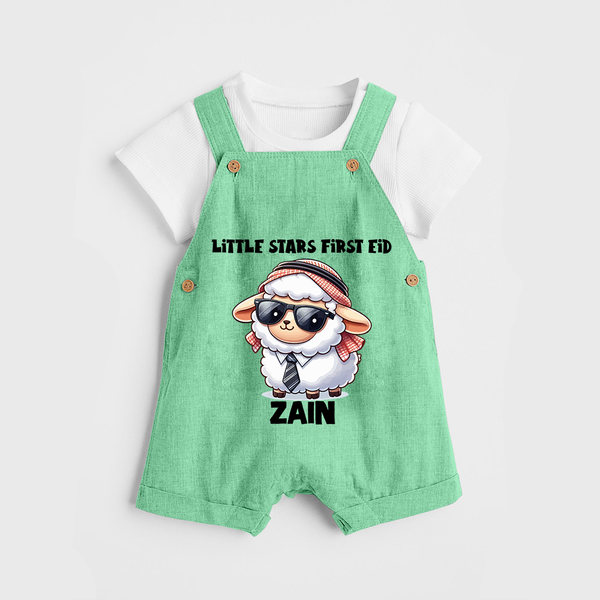 Little Star’s First Eid Stylish Lamb Personalized Baby dungaree - GREEN - 0 - 5 Months Old (Chest 18")