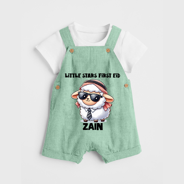Little Star’s First Eid Stylish Lamb Personalized Baby dungaree - MINT GREEN - 0 - 5 Months Old (Chest 18")