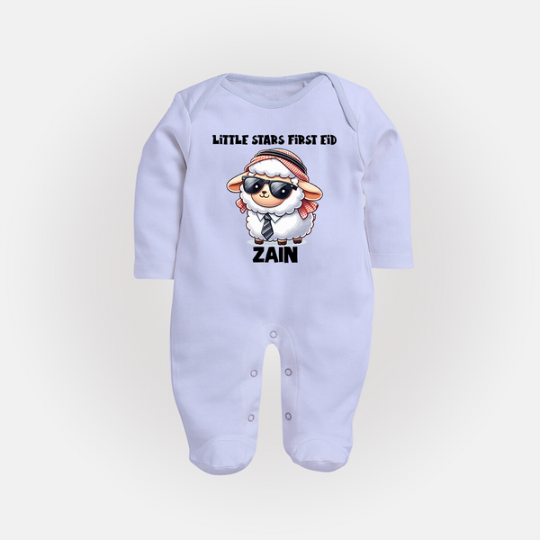Little Star’s First Eid Stylish Lamb Personalized Baby Full Body Suit - BABY BLUE - New Born (Chest 7.5")