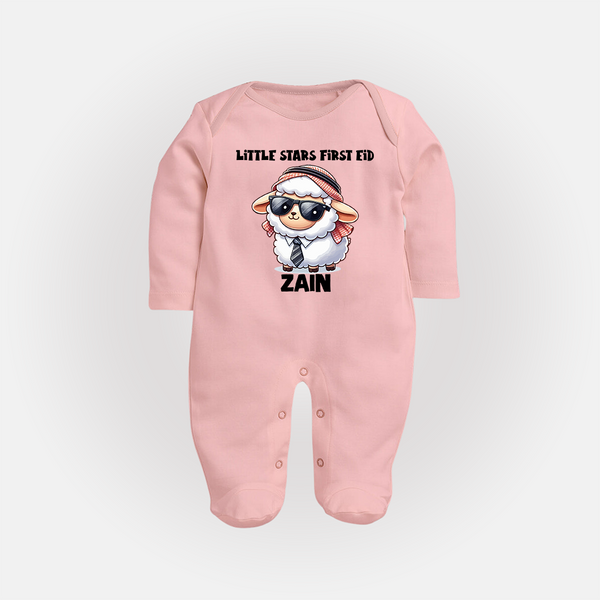 Little Star’s First Eid Stylish Lamb Personalized Baby Full Body Suit - BABY PINK - New Born (Chest 7.5")