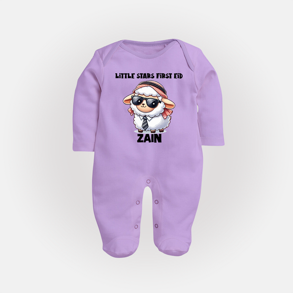 Little Star’s First Eid Stylish Lamb Personalized Baby Full Body Suit - LILAC - New Born (Chest 7.5")