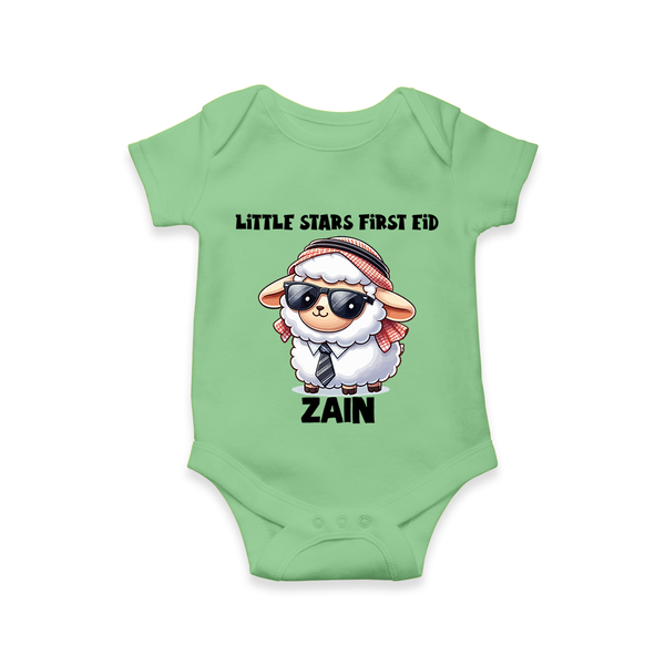 Little Star’s First Eid Stylish Lamb Personalized Baby Romper - GREEN - New Born (Chest 14")