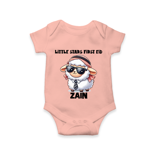 Little Star’s First Eid Stylish Lamb Personalized Baby Romper - PEACH - New Born (Chest 14")