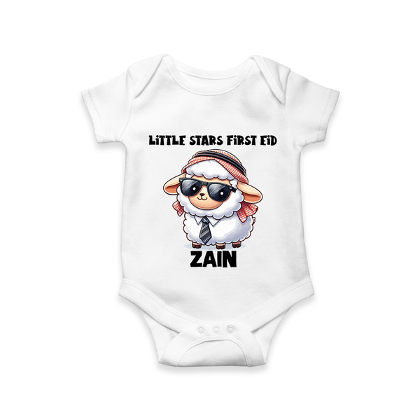 Little Star’s First Eid Stylish Lamb Personalized Baby Romper - WHITE - New Born (Chest 14")