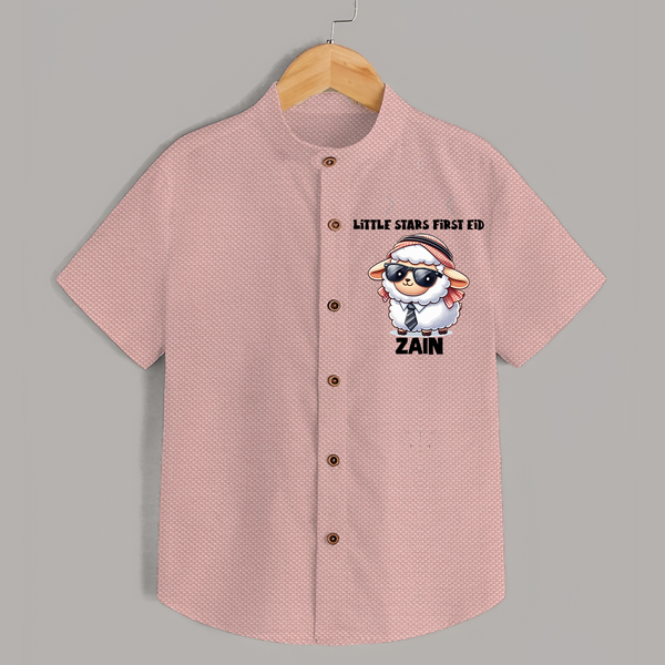 Little Star’s First Eid Stylish Lamb Personalized Baby Shirt - PEACH - 0 - 6 Months Old (Chest 23")