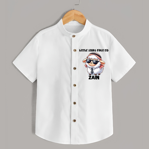 Little Star’s First Eid Stylish Lamb Personalized Baby Shirt - WHITE - 0 - 6 Months Old (Chest 23")