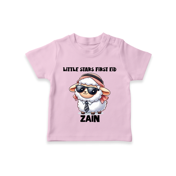 Little Star’s First Eid Stylish Lamb Personalized Baby Tshirt - BABY PINK - 0-5 Months Old (Chest 17")