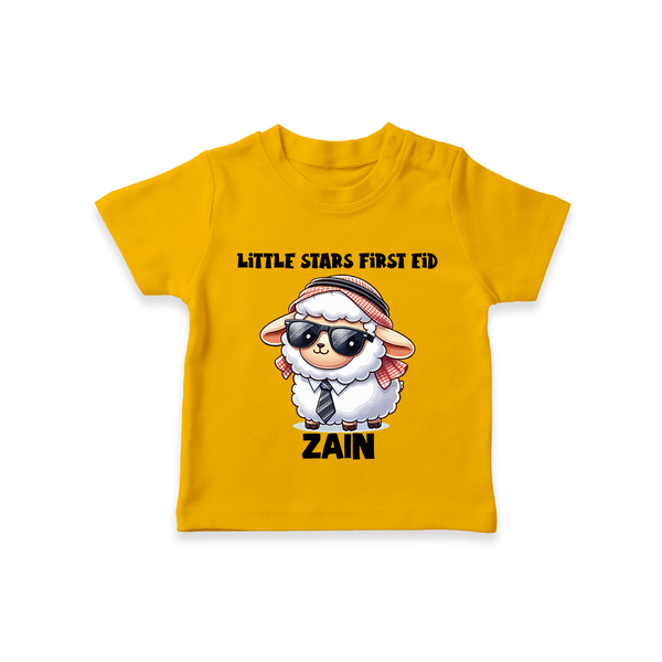 Little Star’s First Eid Stylish Lamb Personalized Baby Tshirt - CHROME YELLOW - 0-5 Months Old (Chest 17")