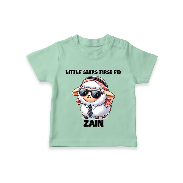 Little Star’s First Eid Stylish Lamb Personalized Baby Tshirt - MINT GREEN - 0-5 Months Old (Chest 17")