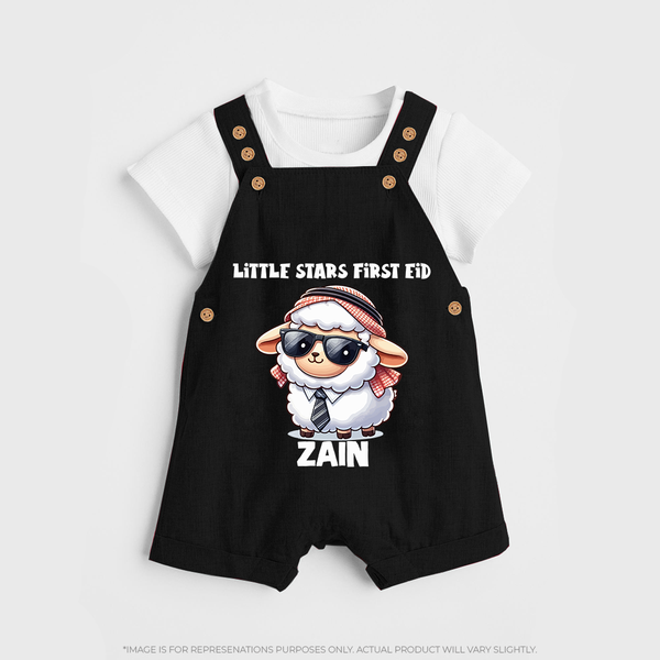 Little Star’s First Eid Stylish Lamb Personalized Baby dungaree - BLACK - 0 - 5 Months Old (Chest 18")