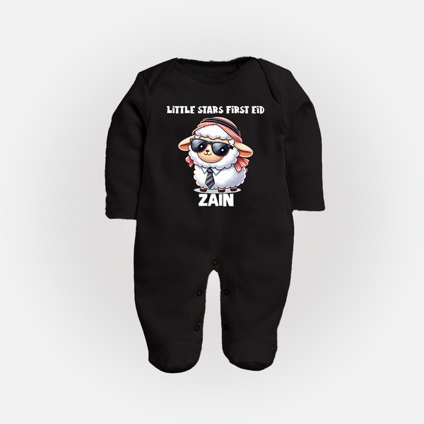 Little Star’s First Eid Stylish Lamb Personalized Baby Full Body Suit - BLACK - New Born (Chest 7.5")