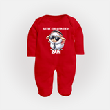 Little Star’s First Eid Stylish Lamb Personalized Baby Full Body Suit - RED - New Born (Chest 7.5")