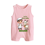 My First Eid Al Adha Boy & Goat Personalized Baby Button Romper - BABY PINK - New Born (Chest 18")