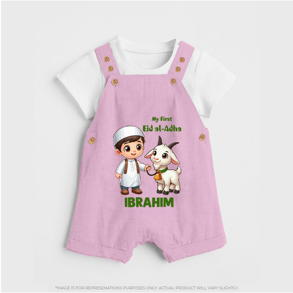 My First Eid Al Adha Boy & Goat Personalized Baby dungaree - BABY PINK - 0 - 5 Months Old (Chest 18")