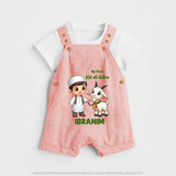 My First Eid Al Adha Boy & Goat Personalized Baby dungaree - PEACH - 0 - 5 Months Old (Chest 18")