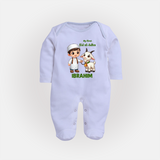 My First Eid Al Adha Boy & Goat Personalized Baby Full Body Suit - BABY BLUE - New Born (Chest 7.5")