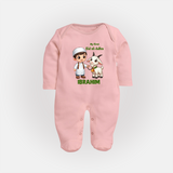 My First Eid Al Adha Boy & Goat Personalized Baby Full Body Suit - BABY PINK - New Born (Chest 7.5")