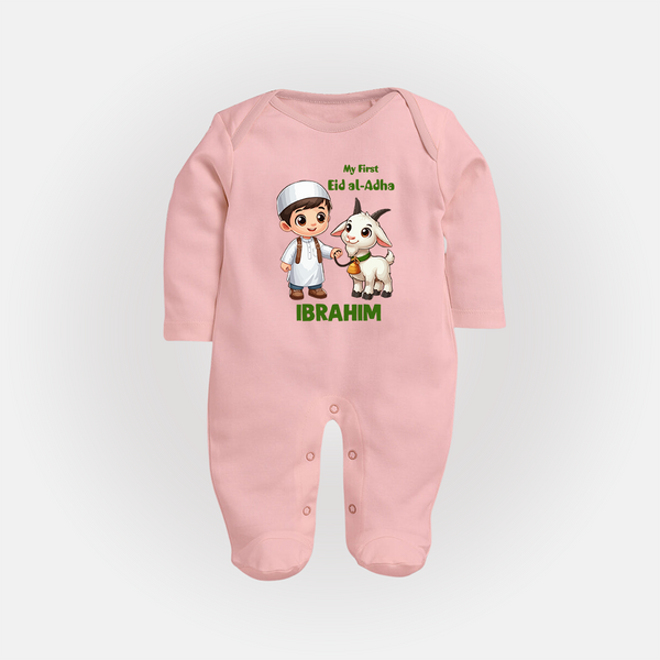 My First Eid Al Adha Boy & Goat Personalized Baby Full Body Suit - BABY PINK - New Born (Chest 7.5")