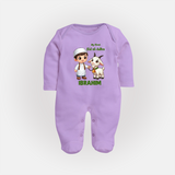 My First Eid Al Adha Boy & Goat Personalized Baby Full Body Suit - LILAC - New Born (Chest 7.5")