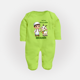 My First Eid Al Adha Boy & Goat Personalized Baby Full Body Suit - LIME GREEN - New Born (Chest 7.5")