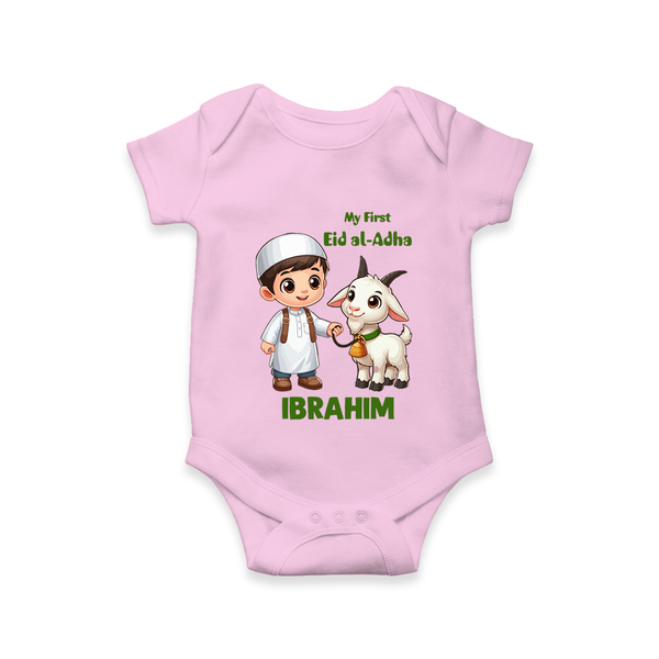 My First Eid Al Adha Boy & Goat Personalized Baby Romper - BABY PINK - New Born (Chest 14")