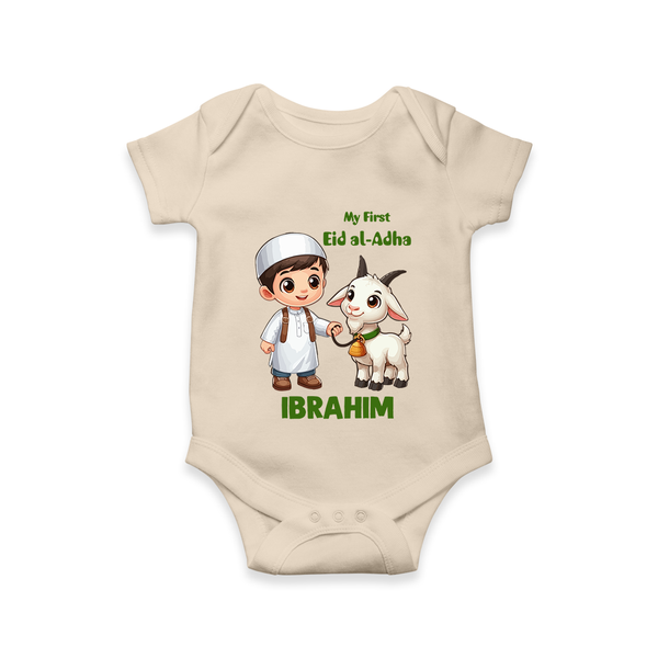 My First Eid Al Adha Boy & Goat Personalized Baby Romper - IVORY - New Born (Chest 14")