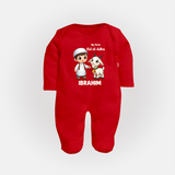 My First Eid Al Adha Boy & Goat Personalized Baby Full Body Suit - RED - New Born (Chest 7.5")