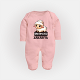 My First Eid Cute Lamb Illustration Personalized Baby Full Body Suit - BABY PINK - New Born (Chest 7.5")