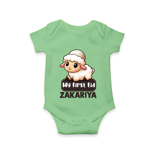 My First Eid Cute Lamb Illustration Personalized Baby Romper - GREEN - New Born (Chest 14")