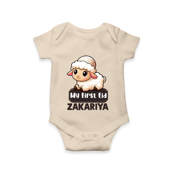 My First Eid Cute Lamb Illustration Personalized Baby Romper - IVORY - New Born (Chest 14")