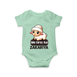 My First Eid Cute Lamb Illustration Personalized Baby Romper - MINT GREEN - New Born (Chest 14")