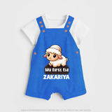 My First Eid Cute Lamb Illustration Personalized Baby dungaree - COBALT BLUE - 0 - 5 Months Old (Chest 18")
