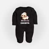 My First Eid Cute Lamb Illustration Personalized Baby Full Body Suit - BLACK - New Born (Chest 7.5")