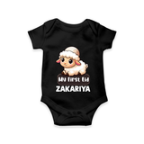 My First Eid Cute Lamb Illustration Personalized Baby Romper - BLACK - New Born (Chest 14")
