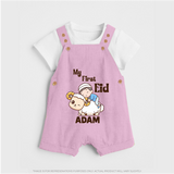 My First Eid Boy Riding Lamb Fun Theme Personalized Baby dungaree - BABY PINK - 0 - 5 Months Old (Chest 18")
