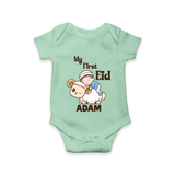 My First Eid Boy Riding Lamb Fun Theme Personalized Baby Romper - MINT GREEN - New Born (Chest 14")