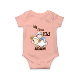 My First Eid Boy Riding Lamb Fun Theme Personalized Baby Romper - PEACH - New Born (Chest 14")