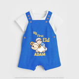 My First Eid Boy Riding Lamb Fun Theme Personalized Baby dungaree - COBALT BLUE - 0 - 5 Months Old (Chest 18")