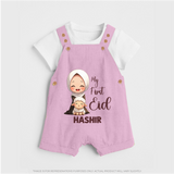 My First Eid with Mom & Baby Lamb Personalized Baby dungaree - BABY PINK - 0 - 5 Months Old (Chest 18")