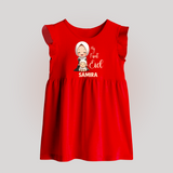 My First Eid with Mom & Baby Lamb Personalized Baby Baby Frock - RED - 0 - 3 Months Old (Chest 17")