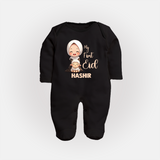 My First Eid with Mom & Baby Lamb Personalized Baby Full Body Suit - BLACK - New Born (Chest 7.5")