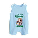 My First Bakrid Lantern Girl Personalized Baby Button Romper - BABY BLUE - New Born (Chest 18")