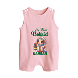 My First Bakrid Lantern Girl Personalized Baby Button Romper - BABY PINK - New Born (Chest 18")