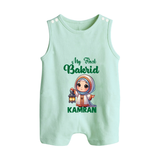 My First Bakrid Lantern Girl Personalized Baby Button Romper - MINT GREEN - New Born (Chest 18")