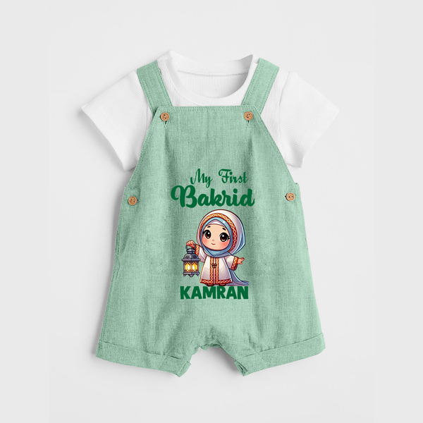 My First Bakrid Lantern Girl Personalized Baby dungaree - MINT GREEN - 0 - 5 Months Old (Chest 18")